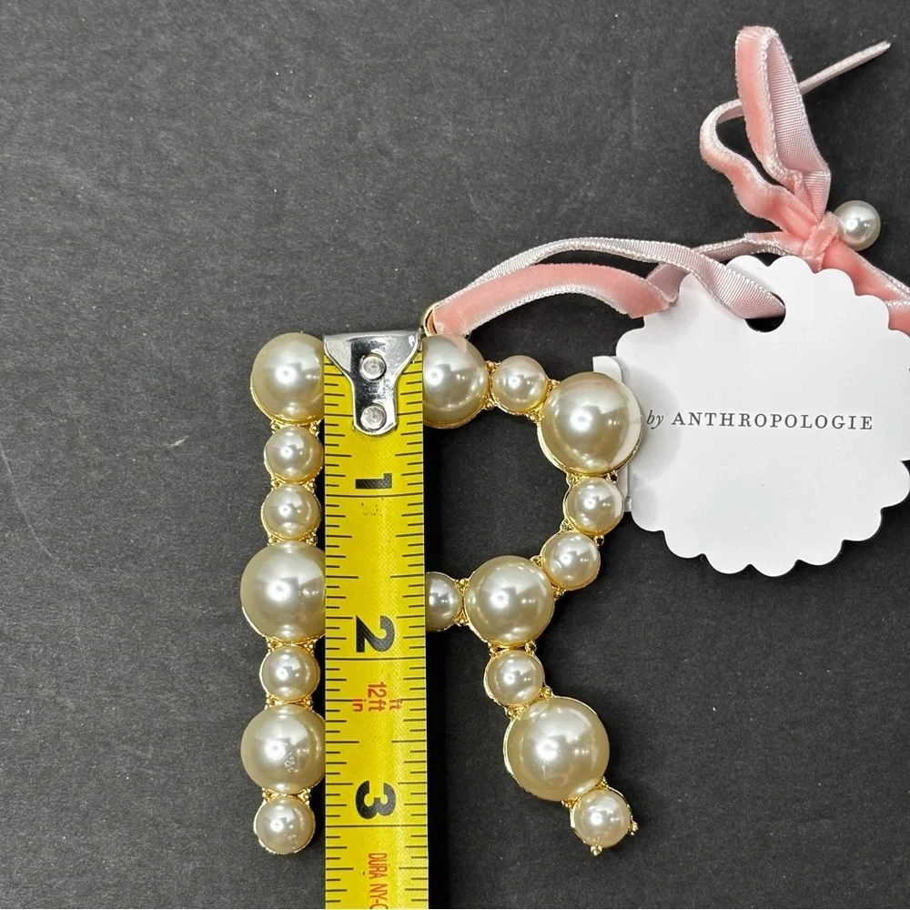 Anthropologie Pearl Monogram Ornament Christmas letter R NWT